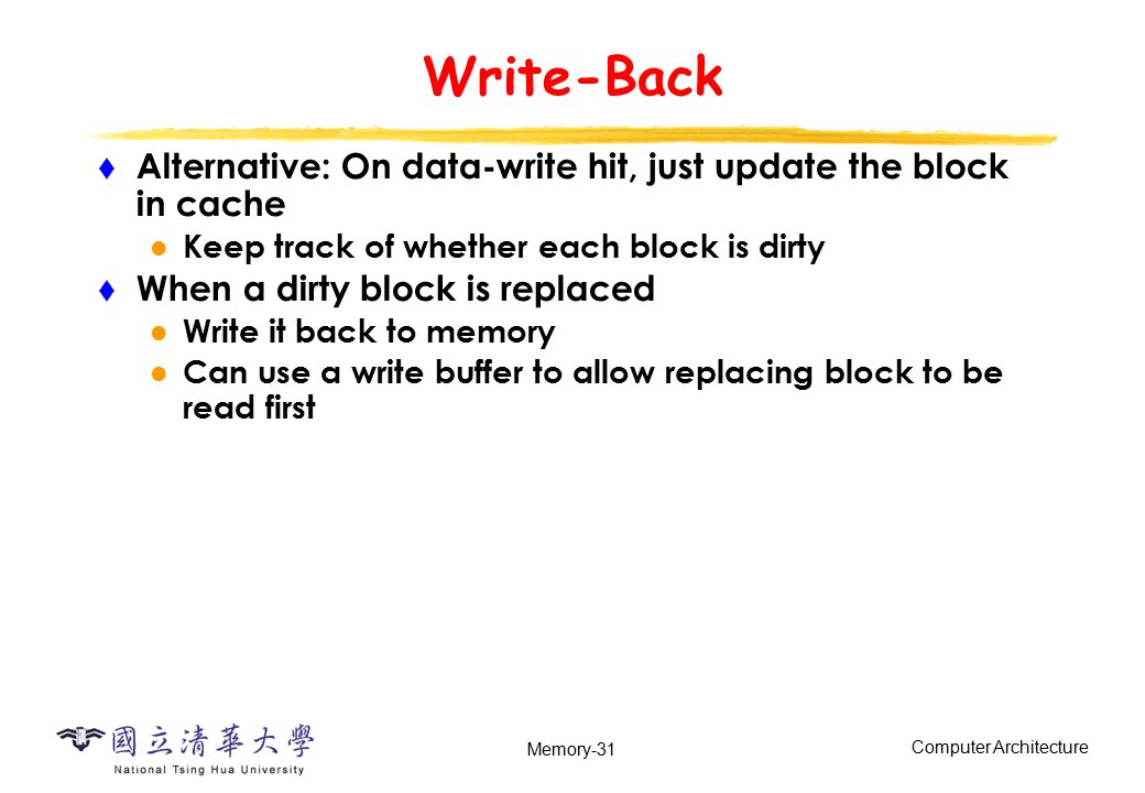 Write back write allocate example of cover